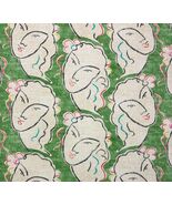 P KAUFMANN BEAU VISAGE MOJITO GREEN WOMAN FACES MULTIUSE FABRIC BY YARD ... - $18.80