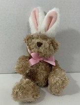 Animal Adventure Easter Tan Brown Teddy Bear Plush Bunny Rabbit Ears pink bow - £6.19 GBP