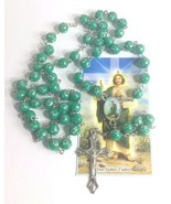 St.Saint JUDE GREEN CATHOLIC  ROSARY Necklace San Judas Rosario oración  - $19.01 CAD