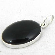 925 Sterling Silver Black Onyx Handmade Necklace 18&quot; Chain Festive Gift PS-1515 - £22.14 GBP