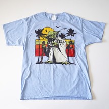 Star Wars Yoda Tropical Paradise Sunset Disney T Shirt Light Blue Size L... - £5.83 GBP