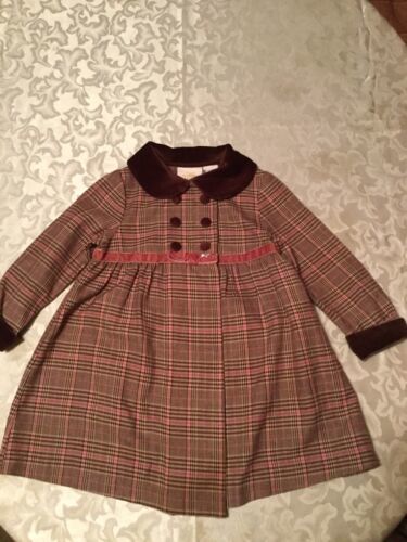Primary image for Mothers Day Little Bitty dress Size 2T brown pink plaid holiday girls