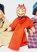 VTG Rubber Faced Hand Puppets Made in France Devil Satan Woman Beret Bicorne Hat - £47.25 GBP
