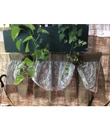 Natural Burlap/White Lace Tie Up Valance/Curtain - £19.39 GBP