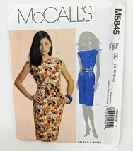 McCall&#39;s M5845 Sewing Pattern Lined Dress &amp; Belt Misses 12-18 Uncut Factory Fold - $9.49