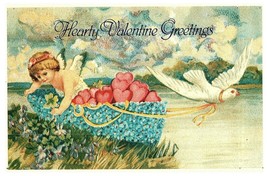 Valentine Greetings Angel &amp; Dove w / Hearts Lillian Vernon Hong Kong Postcard - £5.79 GBP