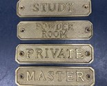 Brass Door Signs Plaques Lot Of 4 Powder Room Study Master Private Vtg W... - $37.40
