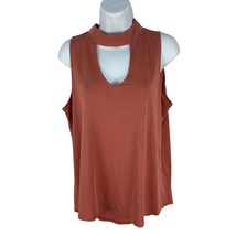 Olive+Oak Sleeveless Rust Keyhole Blouse With Choker Neckline Size S - $23.13