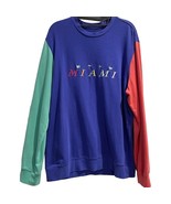 Miami Mens Pacsun Pullover Sweatshirt Blue Multicolor Color Block Embroi... - $46.05 CAD