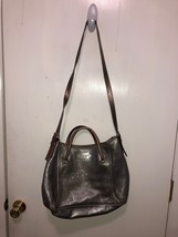Kate Spade Silver Glitter Look Pebbled Leather Handbag w/ Shoulder Strap... - $22.76