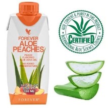 Forever Aloe Peach Nectar Juice Gel Kosher Halal Mini TO GO SIZE 330ml X 12 Pack - $82.31