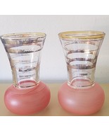 1950&#39;s Bartlett Collins Mini Bud Vase Set Of 2 Pink W/  Gold Stripes - $11.69