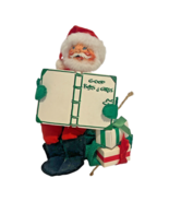 AnnaLee Mobilitee Doll VTG Christmas Santa With Book Burlap Bag Presents... - $292.34 MXN
