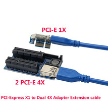 Pcie Pci-Express X1 To Dual 4X Adapter Extension Cable Riser Cable Pcie ... - $37.32