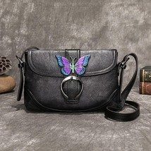 Women Bag Retro Genuine Leather Shoulder Bags For Women New Hand Painted Handbag - £73.12 GBP