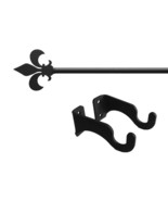 Village Wrought Iron Fleur De Lis Curtain Rod (extends 35 inches) - $89.07 CAD