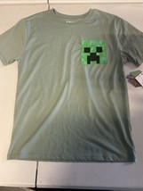New Minecraft Boys Short Sleeve Graphic Tee T-Shirt Large Creeper - £11.87 GBP