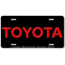 Toyota Text Inspired Art Red on Black FLAT Aluminum Novelty License Tag Plate - £14.25 GBP