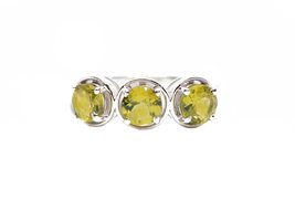 Natural Citrine Three Stone Solitaire Ring Designer Yellow Citrine Weddi... - £31.60 GBP