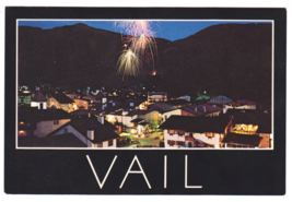 Vtg Postcard-Fourth of July Fireworks-Vail Village CO-Aerial View-6x4 Chrome-CO1 - £5.43 GBP