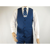 Men Suit BERLUSCONI Turkey 100% Italian Wool Super 180's 3pc Vested #Ber40 Blue image 7