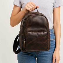 Leather Backpack – Small Vintage Crossbody Rucksack, Handmade Bag for Wo... - $3,659.40 MXN