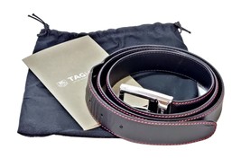 TAG Heuer Monaco Men&#39;s Black Leather Reversible Belt w/ Red Stitching R08BEL20 - £116.14 GBP