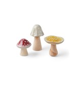 Mushrooms Set Of 3 Indoor Decorations Wooden Base Spring Summer - $602.13 MXN