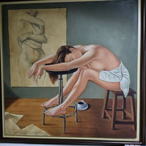 Oil on canvas painting &quot;En el Estudio&quot; Original artwork from Latin America. - £1,111.71 GBP