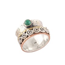 925 Sterling Silver Emerald Gemstone Handmade Ring Band Women Wedding Wear Gift - £84.02 GBP