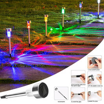 12 Pcs Solar Pathway Lights Outdoor Stainless Steel Landscape Changing Color - £36.62 GBP
