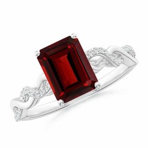 ANGARA 8x6mm Natural Garnet Solitaire Infinity Twist Ring in Sterling Silver - £229.88 GBP+