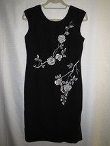 Vintage Talbots Petites Size 6 Black Floral Embroidered Formal Dress, EUC - £47.01 GBP