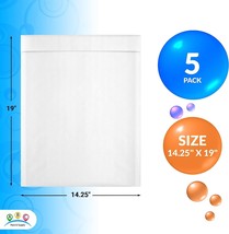 5 White Kraft Bubble Padded Envelopes Mailers Self-Sealing 14.25x19 - £19.28 GBP