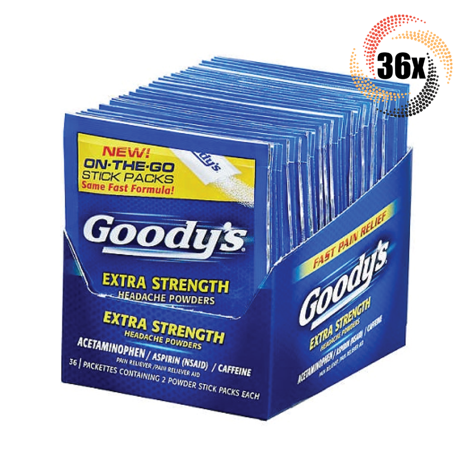 Full Box 36x Packs Goody&#39;s Extra Strength Pain Relief Powders ( 2 Stick ... - $37.18
