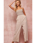 A Striped Woven Linen Blend Jumpsuit - $889.86 MXN