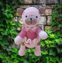 Crochet Funny Bear Plushie Toy, Hand Knitted Funny Bear Plush with moving arms,  - £30.36 GBP