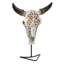 Western Steer Skull Wall Or Table Accent Lamp with Removable Metal Stand LED - £55.18 GBP