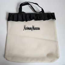 Neiman Marcus Shopping Bag Clear Frosted Black Ruffle Vinyl Tote Gift Bag - $23.36
