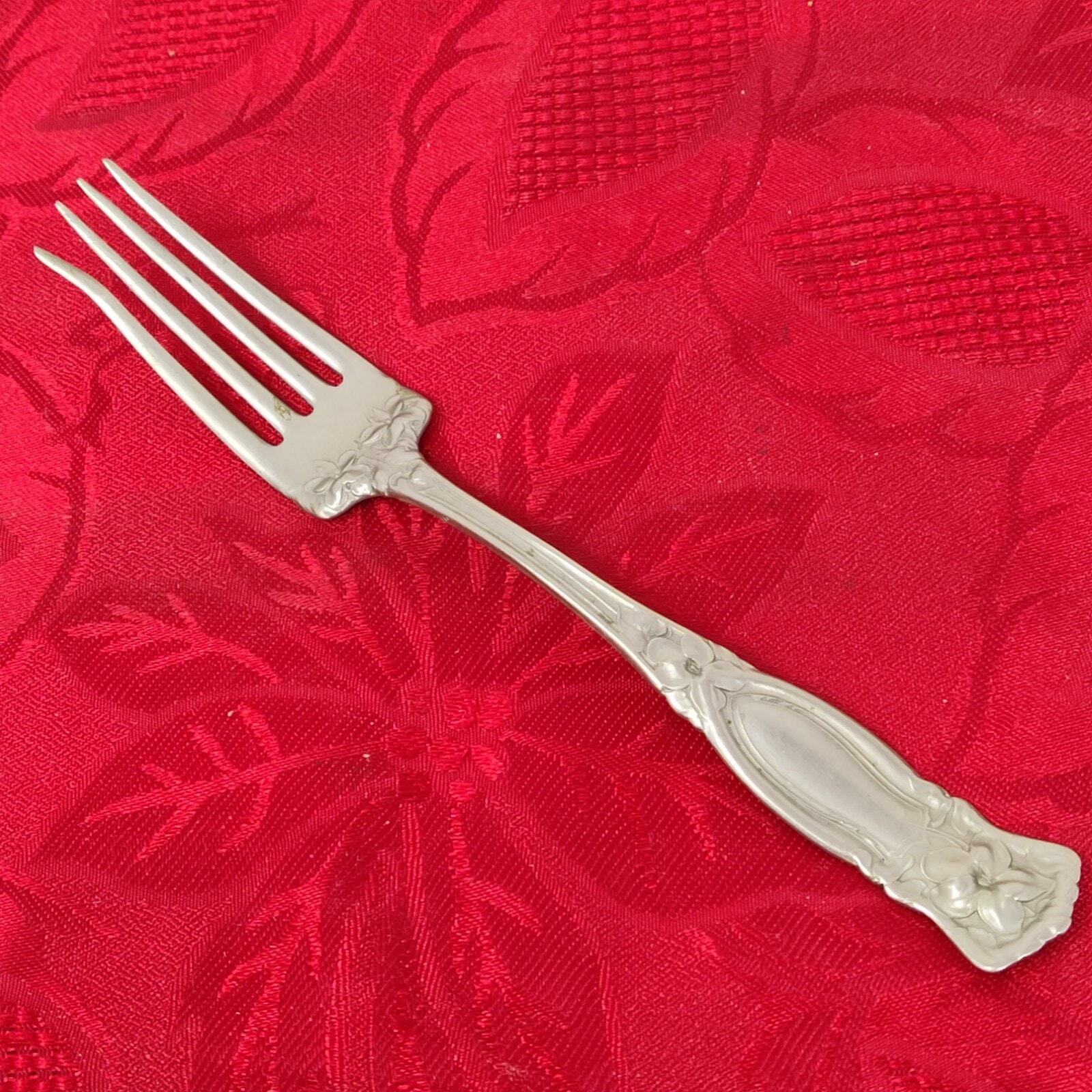 Wm. Rogers German Silver Dinner Fork PAT July 9,12 Ornate Flowers Item image 2