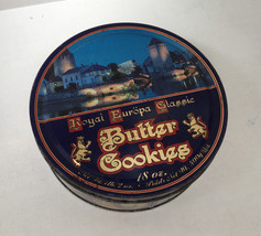 Vintage royal Europa classic Maurice Lenell  blue graphics cookie tin - $19.75