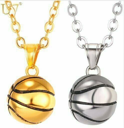 Basketball 22" Link Chain Pendant Necklace - Gold or Stainless Steel - USA Stock - £7.97 GBP