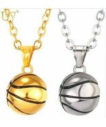 Basketball 22&quot; Link Chain Pendant Necklace - Gold or Stainless Steel - U... - $19.99