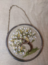 Hand Painted Blossoming Tree Hanging Glass Decor - £27.22 GBP