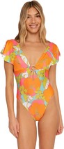 Trina Turk Playa De Flor Flutter Sleeve Swimsuit Floral ( 6 ) - £118.53 GBP