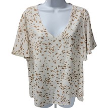 KLD Signature Women&#39;s Large White gold Top short Sleeves loose work busi... - $349.61 MXN