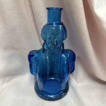Vtg WHEATON blue Glass George Washington Bottle centennial bitters Empty 9.5” - £7.10 GBP