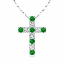 Authenticity Guarantee 
ANGARA Flat Prong-Set Emerald and Diamond Cross Penda... - £1,781.16 GBP