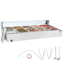 VEVOR Commercial Electric Food Warmer Countertop Buffet 10*8Qt with Glass Shield - $846.43