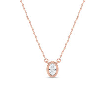 14k Rose Gold 0.12Ct TDW Lab Created Oval Diamond Solitaire Pendant Necklace - £275.21 GBP